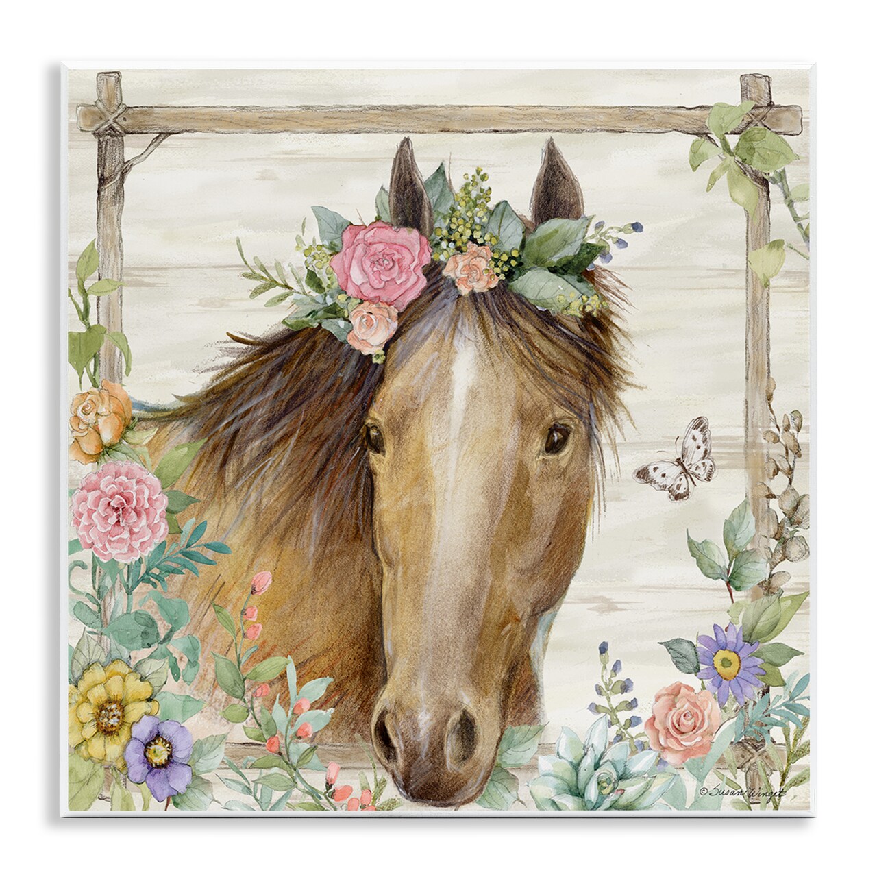 Stupell Industries The Look Horse with Flowers Wall Plaque By Susan Winget